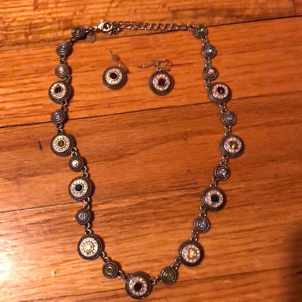 Crystal necklace with matching earrings